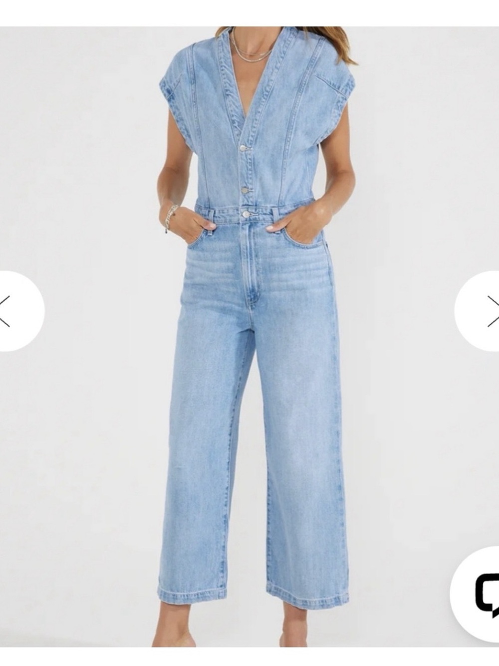 Ética Celestine Wide Leg Denim Jumpsuit Sustainable Boho Casual Size S
